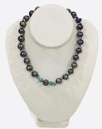 Black Freshwater Pearl & Diamond Necklace 202//255
